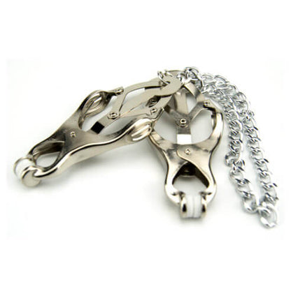 Bound to Please Squeezer Teaser Clover Nipple Clamps with Chain - Allure Adornments